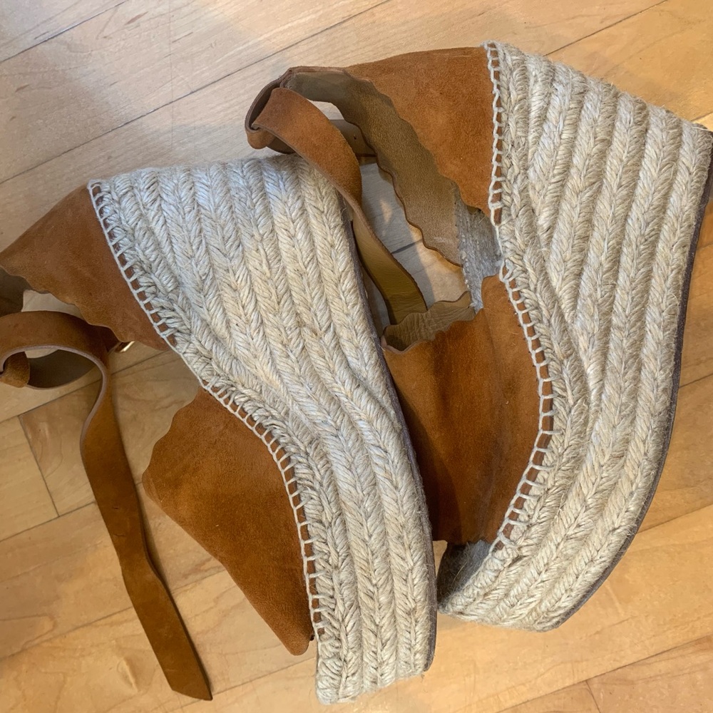 Chloé scalloped suede Lauren espadrille wedges